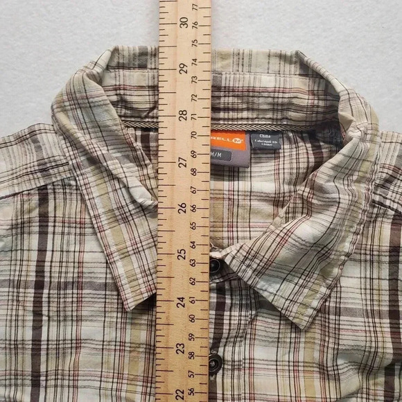 Merrell Mens Plaid Short Sleeve Metal Button Up Shirt Medium Outdoor Adventure - Picture 5 of 11